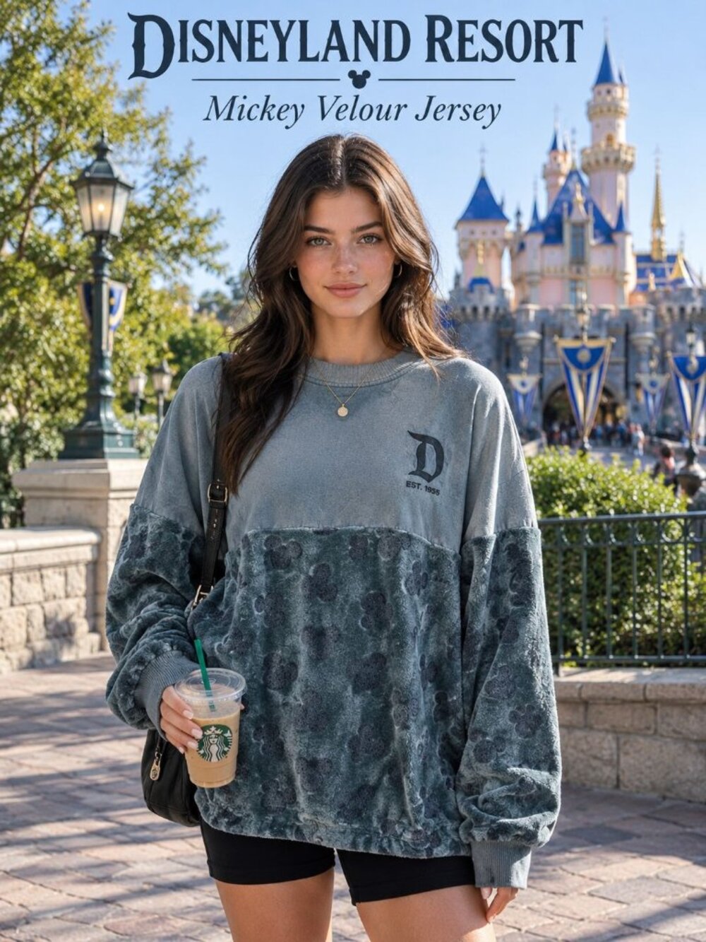 Disneyland Spirit Jersey M Gray Mickey Mouse Velour Plush Oversized Disney Parks